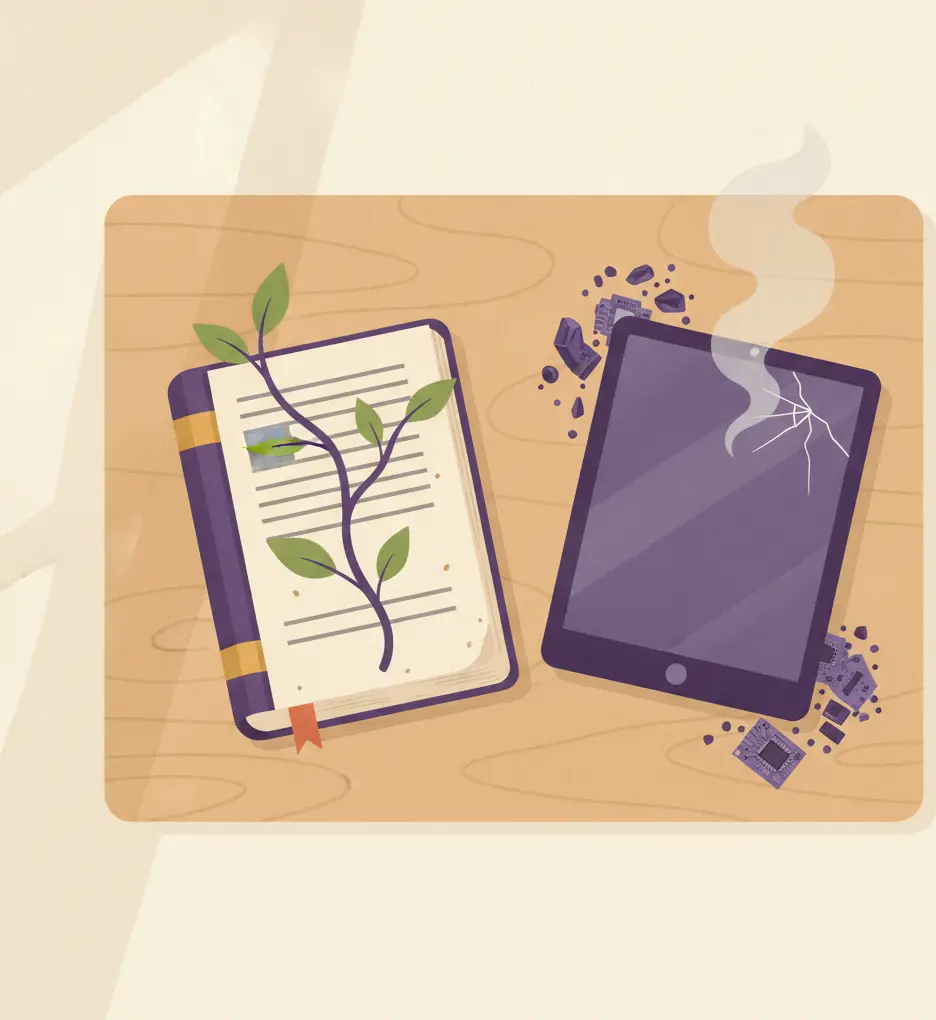 Impacto ecológico: libros de texto usados vs dispositivos