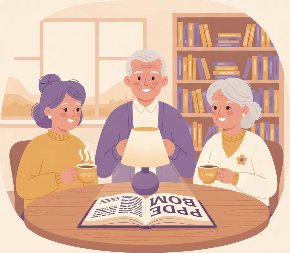 Club de lectura para personas mayores con letra grande